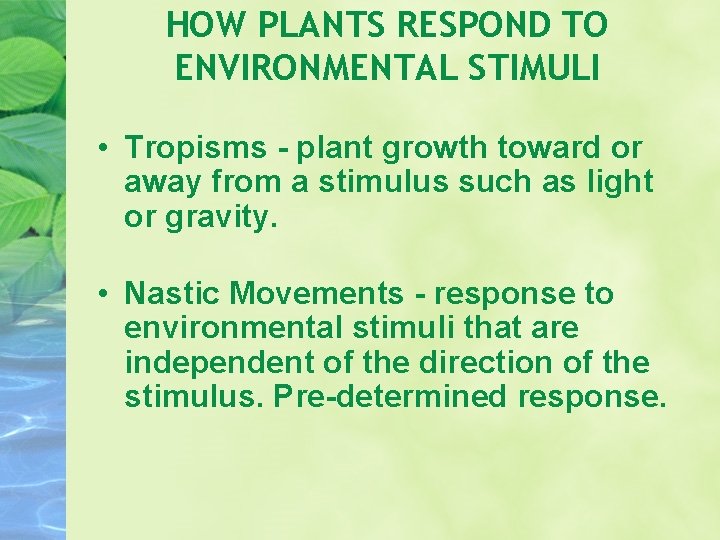 How plants respond to external stimuli
